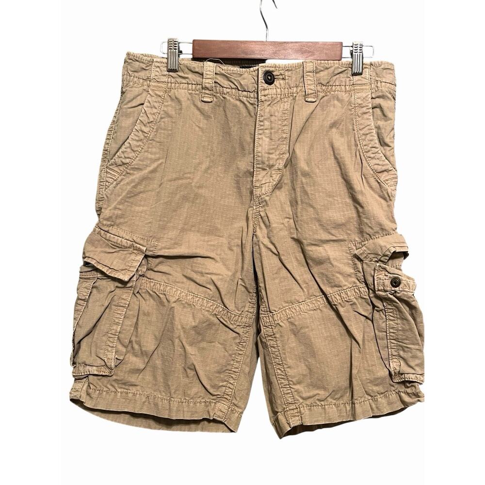 American Eagle Cargo Extreme Flex Shorts •Men 33• Khaki Beige Longer Length